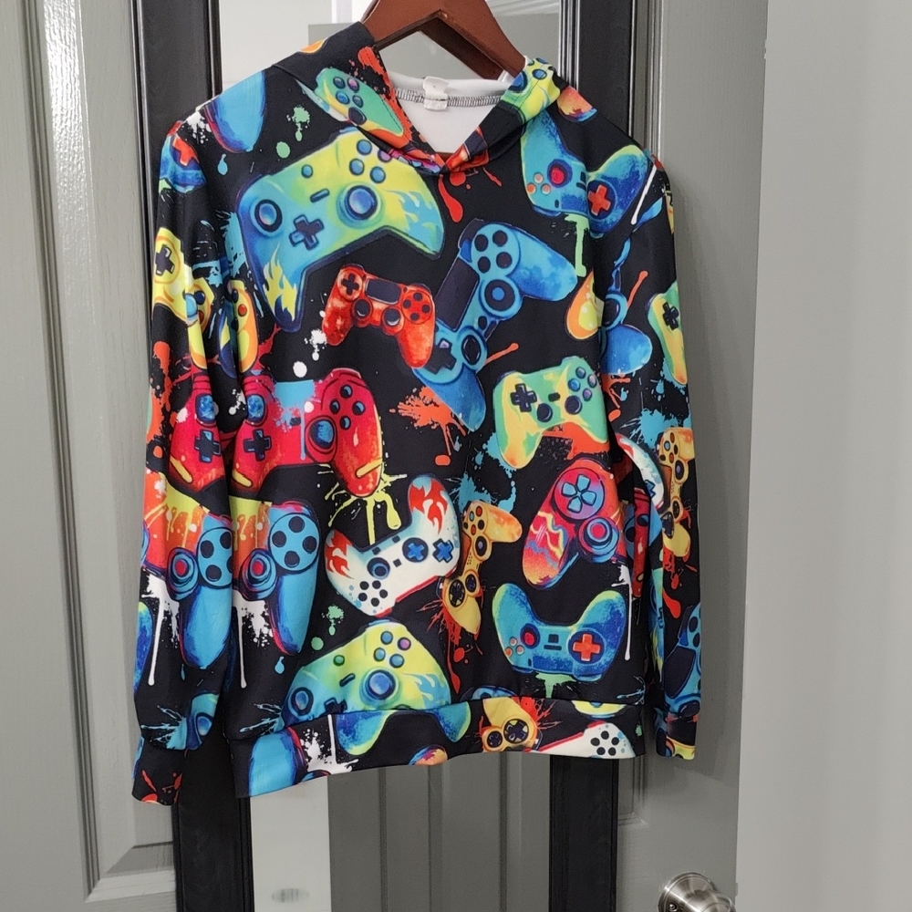 SHEIN Multicolor Game Controller Kids Hoodie